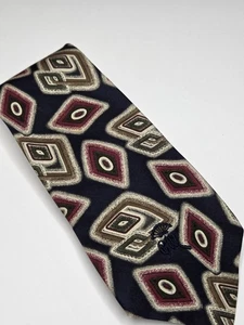 Countess Mara Vtg 1960s Logo Front Tie Blue Red Geometric Pattern 57 x 3.5 - Picture 1 of 5