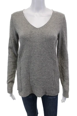 Georges Rech Womens Cashmere Knit V-Neck Pullover Sweater Top Gray Size T2 - Photo 1/4