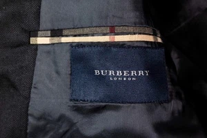 BURBERRY LONDON WOOL JACKET BLAZER SPORT COAT MADE IN USA HERRINGBONE BLACK 40 S - Picture 1 of 13