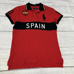 Polo Ralph Lauren Damen Größe Medium Skinny Polo SPANIEN Big Pony RL Flagge Rugby - Bild 1 von 11