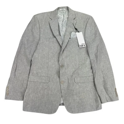 Bar III Hombres Calce Ajustado 100% Lino Traje Sólido Chaqueta Gris 40L Foto 1 de 4