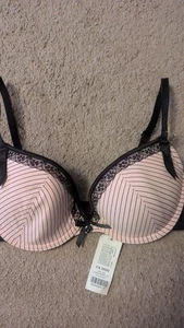 28DD PINK MIX BOUX AVENUE UNDERWIRED JAMILIA STRIPE PLUNGE BRA BNWOT RRP £28 - Picture 1 of 3