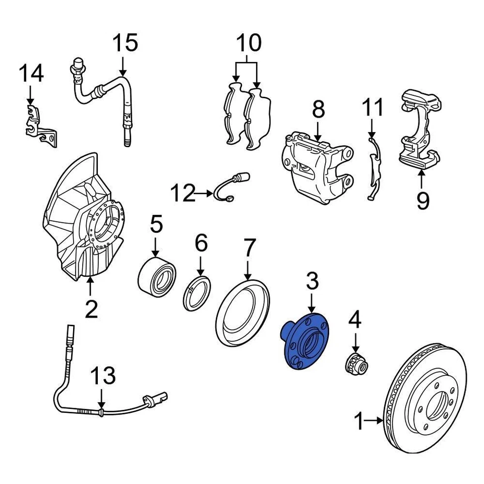 For BMW 330xi 2001-2005 BMW 31201096423 Front Wheel Hub - Image 1 of 1