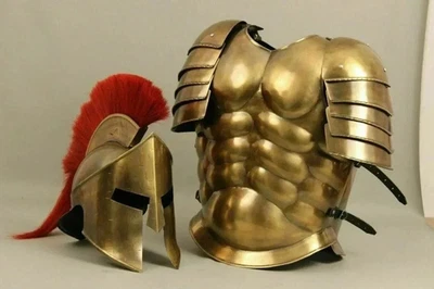 Chaqueta Muscular Espartana Romana Medieval con Casco Espartano Conjunto Disfraz Halloween Foto 1 de 4