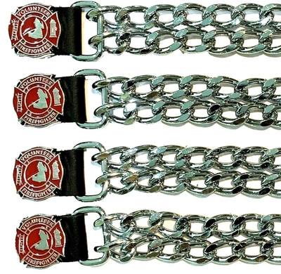 4 VOL. FIRE FIGHTER DIAMOND CUT CHROME CHAIN MOTORCYCLE VEST EXTENDERS USA MADE - Image 1 of 2