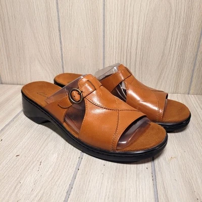 Sandalias Clarks para mujer de cuero tostado talla 11M Brasil boho cómodas nuevas sin etiquetas Foto 1 de 4