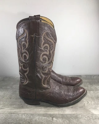Vintage Nocona Bullhide Leather Cowboy Western Almond Toe Biker Men's Boots 11 - Image 1 of 4