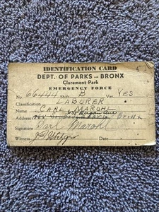 1920s Emergency Force ID New York City Department Of Parks Bronx Claremont Park - Picture 1 of 3