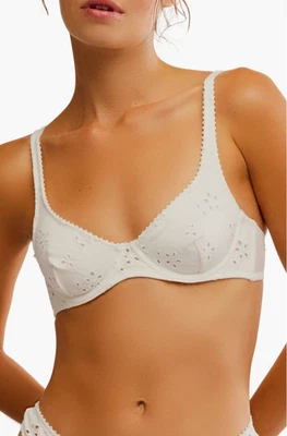 Sujetador Free People Intimately Home Grown algodón elástico con ojales UW (Talla 32DD) marfil Foto 1 de 2