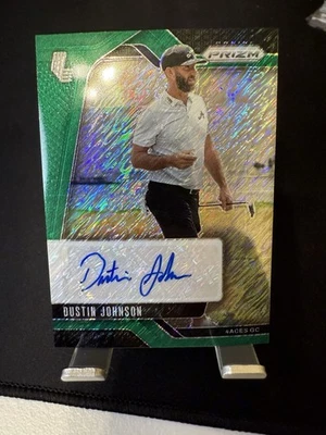 2025 Prizm LIV Golf Dustin Johnson Green Shimmer FOTL Auto /17 Aces GC  - Image 1 of 2