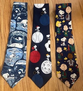 Lotto cravatta uomo vintage Peanuts Snoopy cravatta Snoopy Woodstock sport cartone animato - Foto 1 di 8
