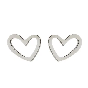 Orecchini a Bottone in Acciaio a Forma di Cuore Colore Argento - Imagen 1 de 1