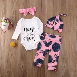 Säugling Neugeborenes Baby Mädchen Strampler Tops Overall Hose Stirnband Outfits - Bild 1 von 12