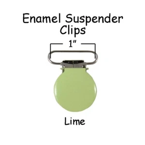 100 Straps Schnuller Halter Fäustling Clips 1" Limette Emaille rundes Gesicht mit Einsätzen - Bild 1 von 4