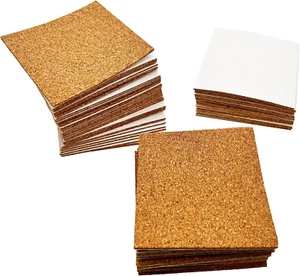 50 Pcs Self Adhesive Cork Squares, 4 X 4 Inch Cork Backing Sheets, 2Mm Thick - Picture 1 of 12