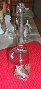 VINTAGE CRYSTAL CLEAR GLASS OWL BELL 70s MOMS COLLECTION ORIG 8" - Picture 1 of 4