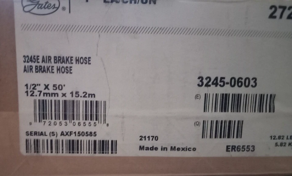 Portões de borracha para mangueira de freio a ar - 1/2" x 50' pés - Imagem 1 de 1