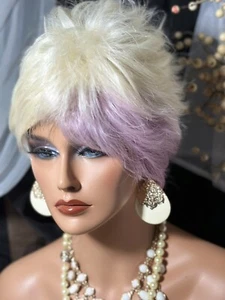 HOT PIXIE MIX Platinum & Pink Shade With Angular Spikey Tips, unique WIG💋 - Picture 1 of 10