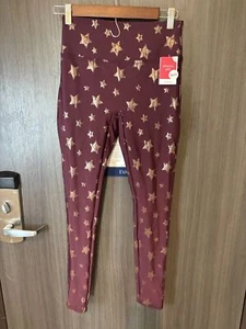 Spanx Leggings Girls XL Burgundy Stretch Star print Yoga new - Picture 1 of 13