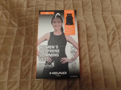 ГОЛОВА, женский неопреновый жилет для похудения с молнией, фитнес в черном, размер XL, новый - Изображение 1 из 4