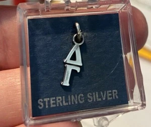 Sterling Silver Small 14x7mm Greek Sorority Delta Gamma Lavalier Charm - Picture 1 of 1