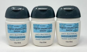 3 BATH BODY WORKS FRESH SPARKLING SNOW POCKETBAC MOISTURIZING HAND GEL SANITIZER - Picture 1 of 5