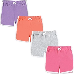 Hudson Baby Shorts Bottoms 4-Pack Purple Coral Gray Pink Size 0-3M - Picture 1 of 6