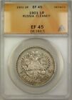 1901 Russia 1 Ruble Coin Anacs Ef 45 Cleaned Details