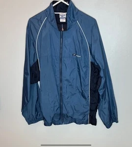 Vintage Reebok men's track jacket light&dark blue w/white piping, lined, Size L - Picture 1 of 5