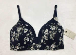 New Lucky Brand Wire Free Bra 34C Navy Blue Floral Lightly Padded Style LVD17553 - Picture 1 of 11