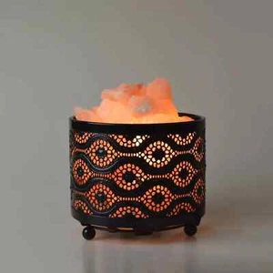 Himalayan Salt Lamp Natural Pink Moroccan Style Basket Night Lamp Salt Rocks - Picture 1 of 11