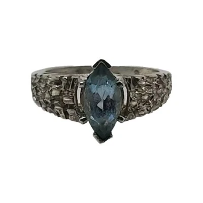 Anillo KABANA Firmado De Colección Genuino Topacio Azul Esterlina 925 Detalle Serpiente Marquesa Foto 1 de 4