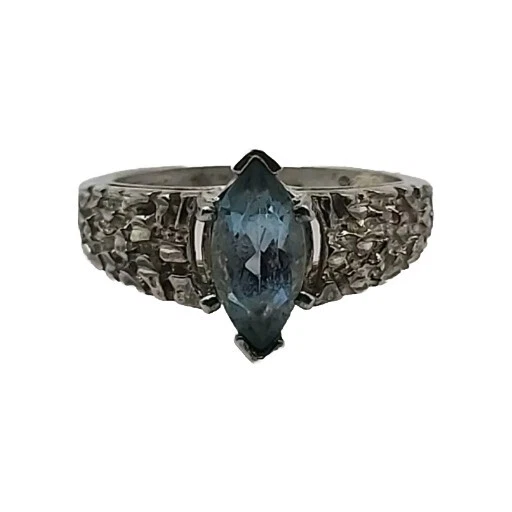 Anillo KABANA Firmado De Colección Genuino Topacio Azul Esterlina 925 Detalle Serpiente Marquesa Foto 1 de 1