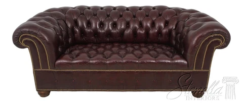58544EC: Burgundy Leather Tufted Chesterfield Sofa Cover