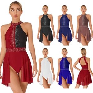Vestido de baile ceñido al cuerpo figura patinaje ballet competencia leotardo moderno - Imagen 1 de 73