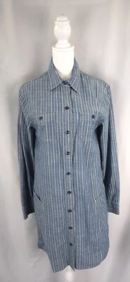 Lucky Brand Dress Womens XS Blue Denim Striped Button Shirtdress Western Boho - Image 1 of 4