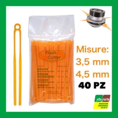 40 LAMELLE DECESPUGLIATORE BACCHETTE FILO FLASH CUTTER DUALFLY 3,5 4,5 MM DOPPIE