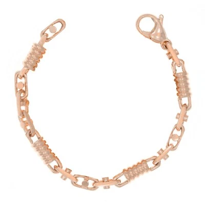 10k Rose Gold Handmade Spring Barrel Link Bracelet 7.5" 5.3mm 14.3 grams - Image 1 of 3
