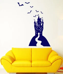 Vinyl Wall Decal Cartoon Gothic Dracula's Castle Halloween Bats Stickers 1912ig - Picture 1 of 3