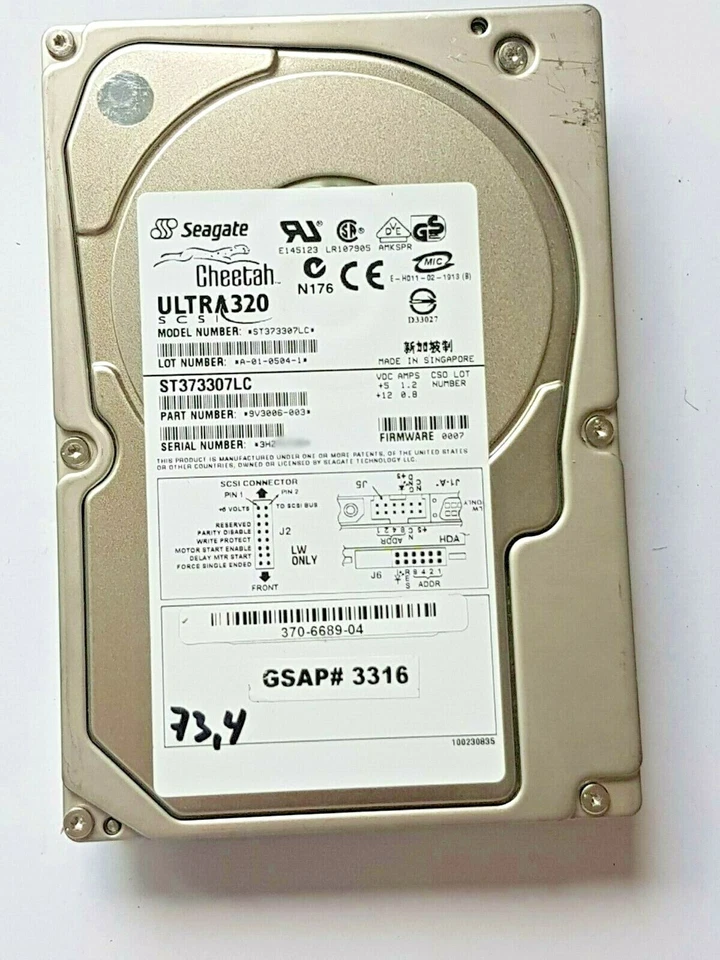 73,4 GB Seagate Cheetah 10K.6 ST373307LC U320 SCSI 10K 80pin 8MB 3.5 " Hard - Image 1 of 1