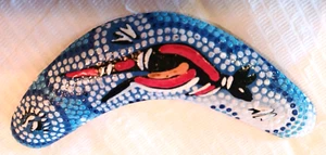 NICE AUSTRALIAN ABORIGINAL BOOMERANG Art FRIDGE MAGNET----4 1/4" LENGTH - Picture 1 of 5