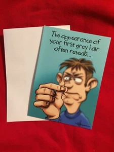 Naughty Greeting Card Funny Humor Sarcastic Grey Hair Aging Joke Vintage - Picture 1 of 2