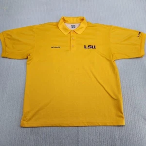 Columbia LSU Tigers Shirt Mens Large Yellow Polo SEC Football Short Sleeve - Picture 1 of 10