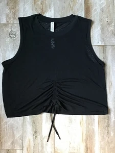 Lululemon Black Cinch Me Up Tie Front Tank Crackle Sleeveless Crop Top sz 10 - Picture 1 of 3