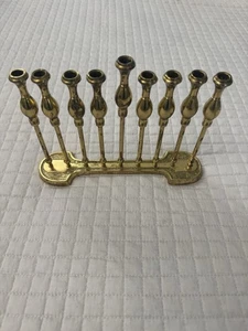 Vintage WAINBERG Brass Menorah Made In Israel Hanukkah oil, jug, shape, candles - Picture 1 of 11