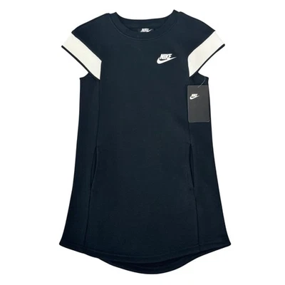 Nike Sportswear Girls Fleece Tennis Dress 36D663-023 Black/White Size 6X NEW - Image 1 of 4