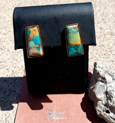 Pendientes de cobre esterlina y turquesa - JAY KING DTR Desert Rose Trading Boulder Foto 1 de 3