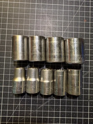 Lot of 9 STANLEY Professional 86-470, 15/16"- 7/16" 1/2 Drive 12pt Socket, USA - Image 1 of 4