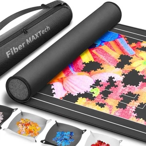 Jigsaw Puzzle Mat Roll Up, Rubber Saver Pad 46" x 26 ", with 4 Sorting Trays ... - Picture 1 of 6