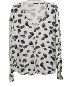 Carve Design Women's Size Large White/Blue Boho Plant Design Sweater Top Shirt - Picture 1 of 3